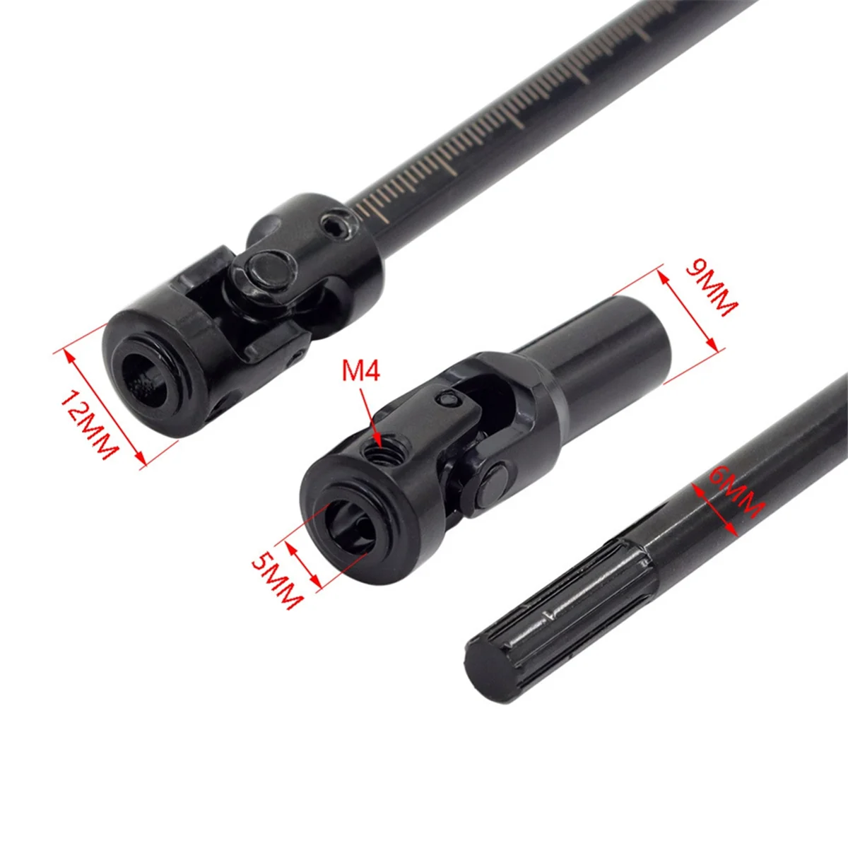A14M RC Car Upgrade Stainless Steel Universal Joint Drive Shaft Kit for 1/10 LCG RC Crawler Type RC Car Accessories Black