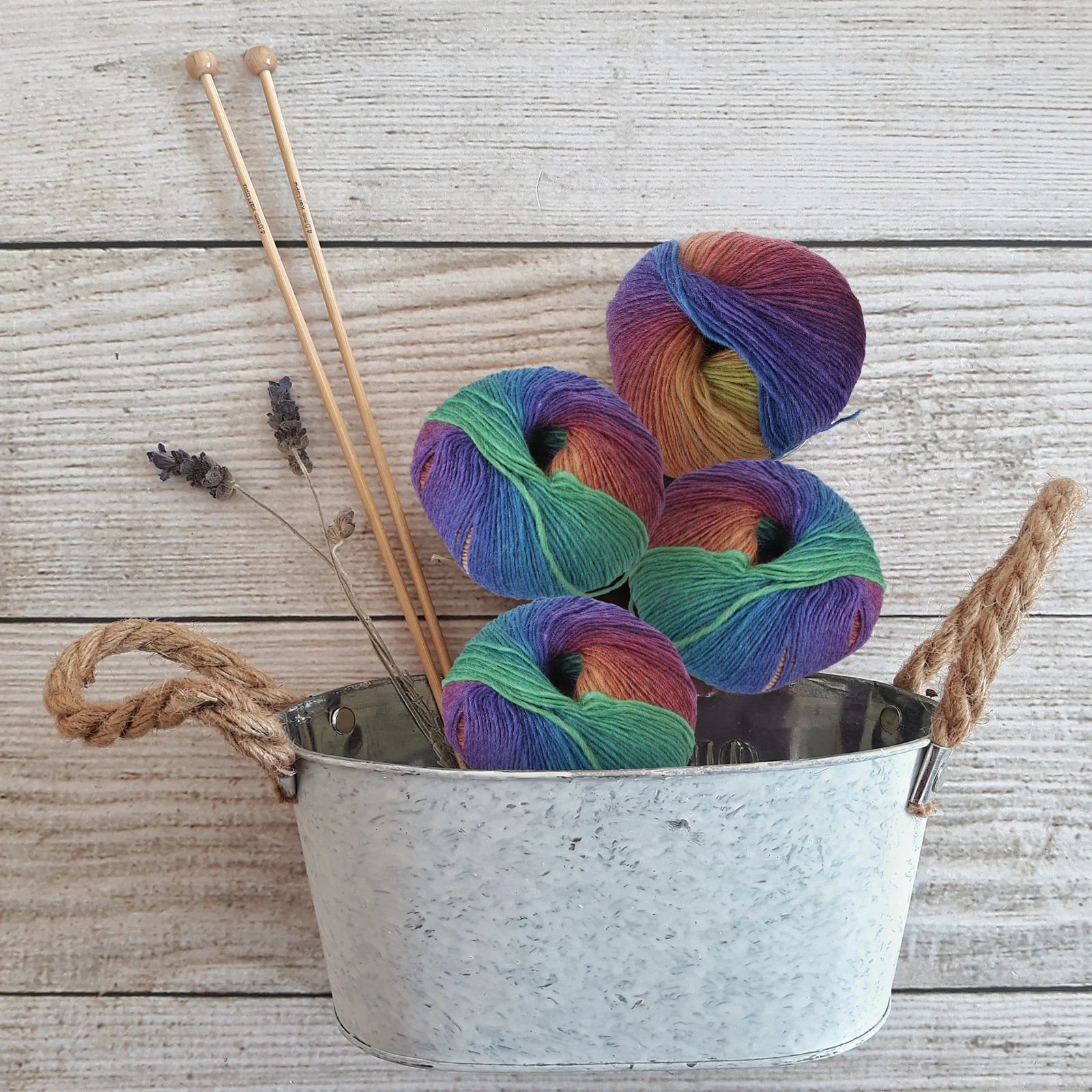 

2 Rolls Colorful Thread Knitting Accessories Duan Dye Chunky Hand Dyed Multicolor Yarn for Hats Socks Toys