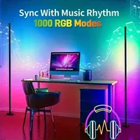 Smart RGB LED Corner Floor Lamp, App And Remote Control, Music Sync Color Changing Light, Modern Mood Lighting for Living Room Bedroom Gaming Setup 3