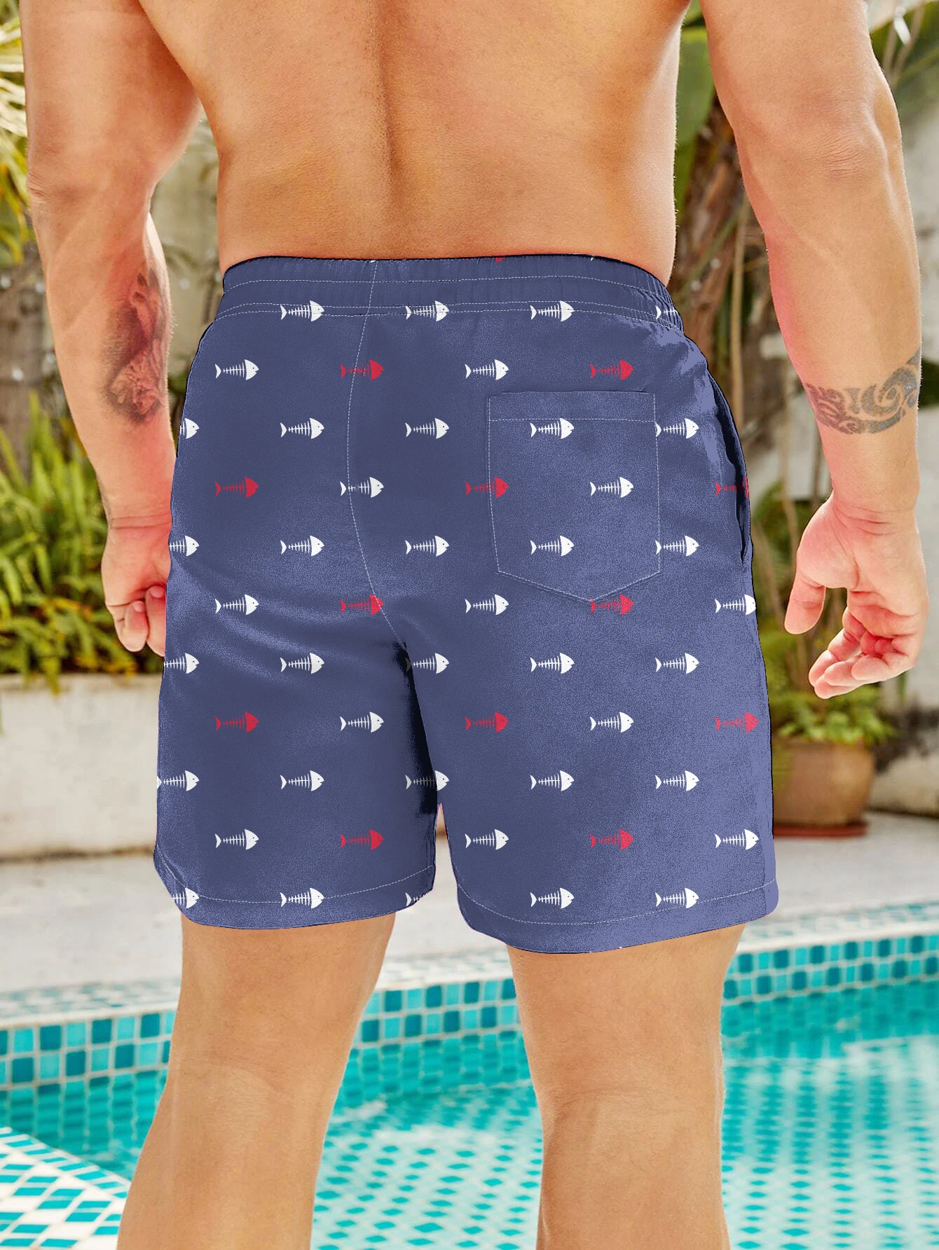 3D-Printing Mens Swim Trunks, Quick Dry Mens Swimwear, Swimsuit For Mens with Pockets, Suit For  Swim, Board, Surf, Paddle, Fish