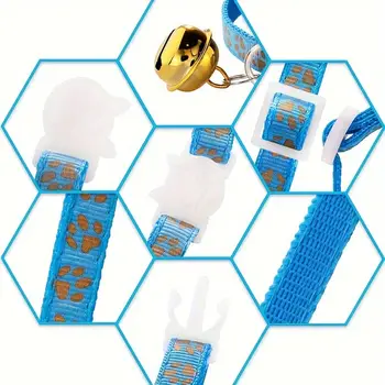 個人化反光金色爪印貓項圈 - 可客製化姓名牌和鈴鐺,可拆卸調整防走失項圈 10 best sales 可脫卸貓項圈 - №6