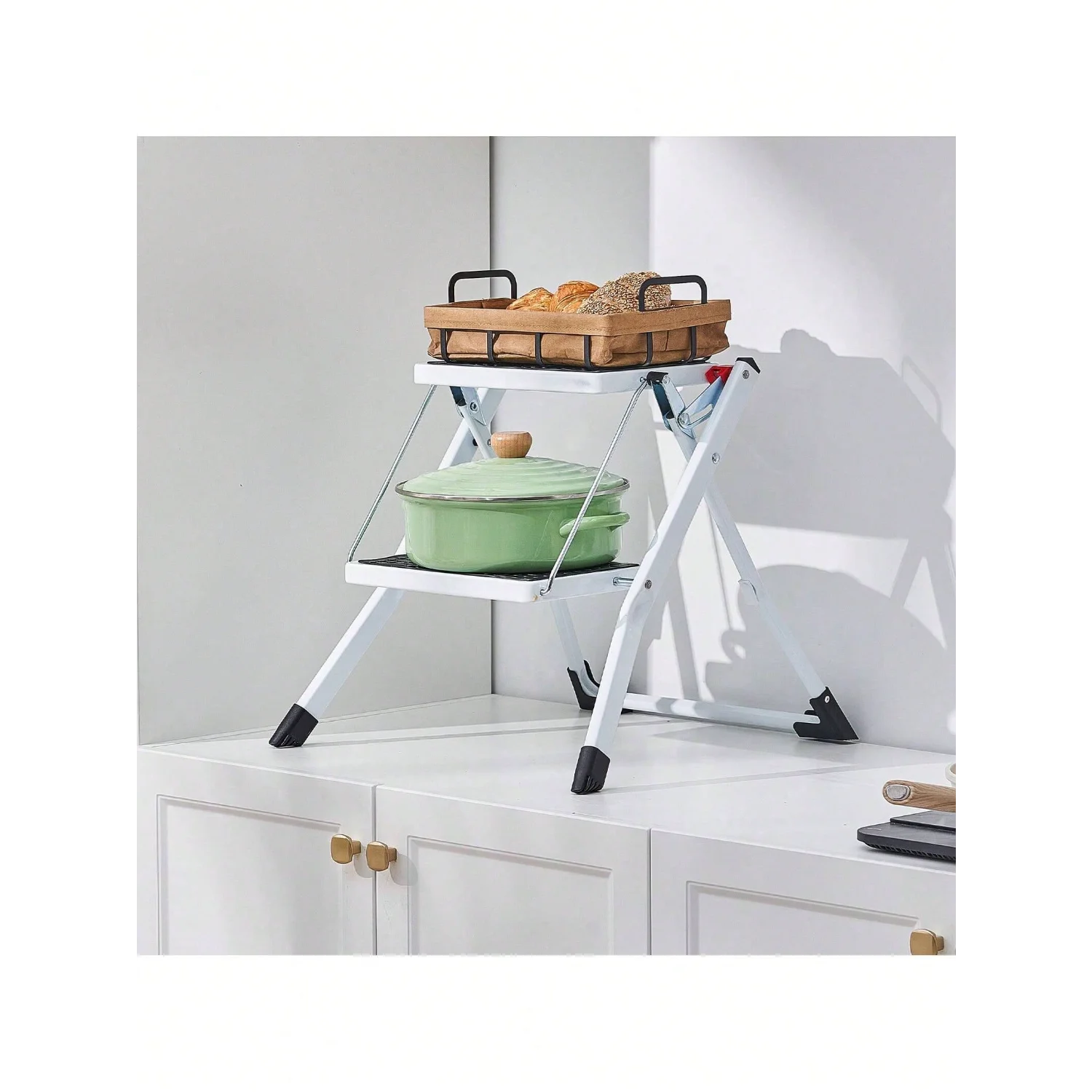 

Step Ladder 2-Step 330lbs Capacity, Ergonomic Folding Steel Step Stool With Wide Anti-Slip Pedal, Sturdy Step Stool For Adults