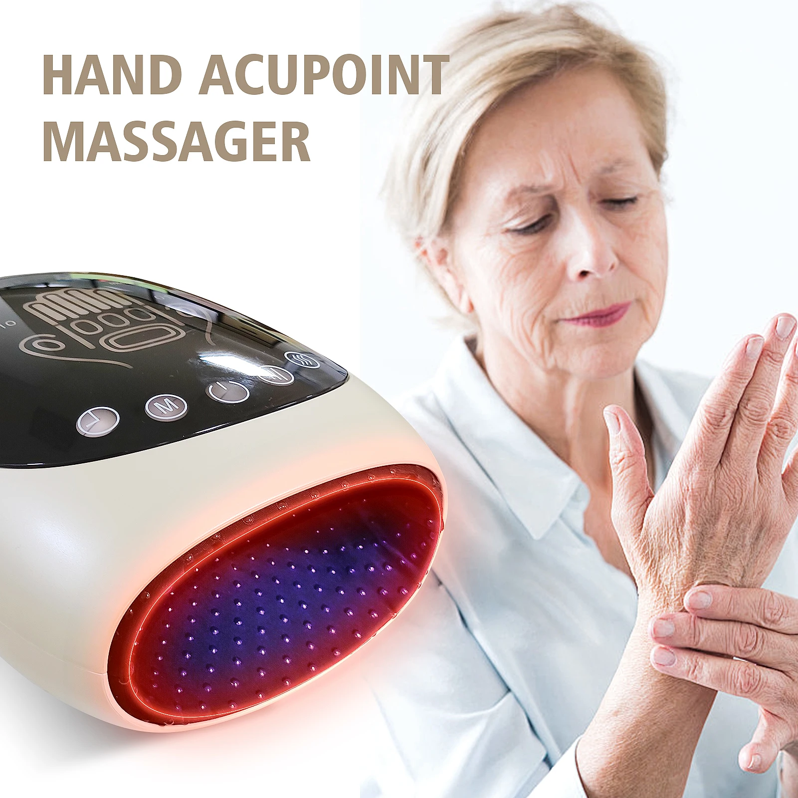 rechargeable electric hand massager with Heat compression Hand therapy massager portable acupressure massage products vibrating