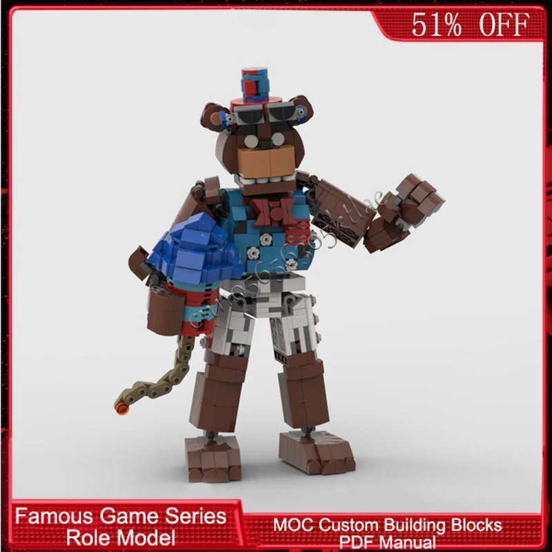 700 PCS Popular Game Character Series Festive Sparkler Bear MOC Customize Modular Building Block Simple DIY Toy Christmas Gift
