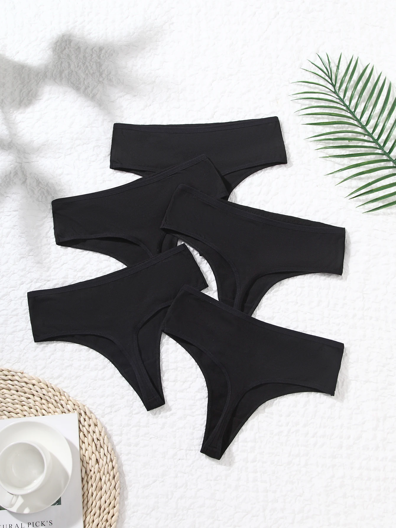 5-Pack Pure Cotton High-Quality Wide Waistband Comfortable Women's Thong Underwear Plus Size Sexy Briefs for Ladies
