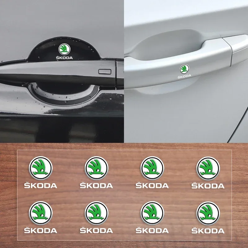 

Car Door Handle Sticker Auto Logo One-click Start Button Decal For Skoda Fabia 2 Octavia a 5 a 7 2 Superb Rapid Yeti Karoq Kamiq