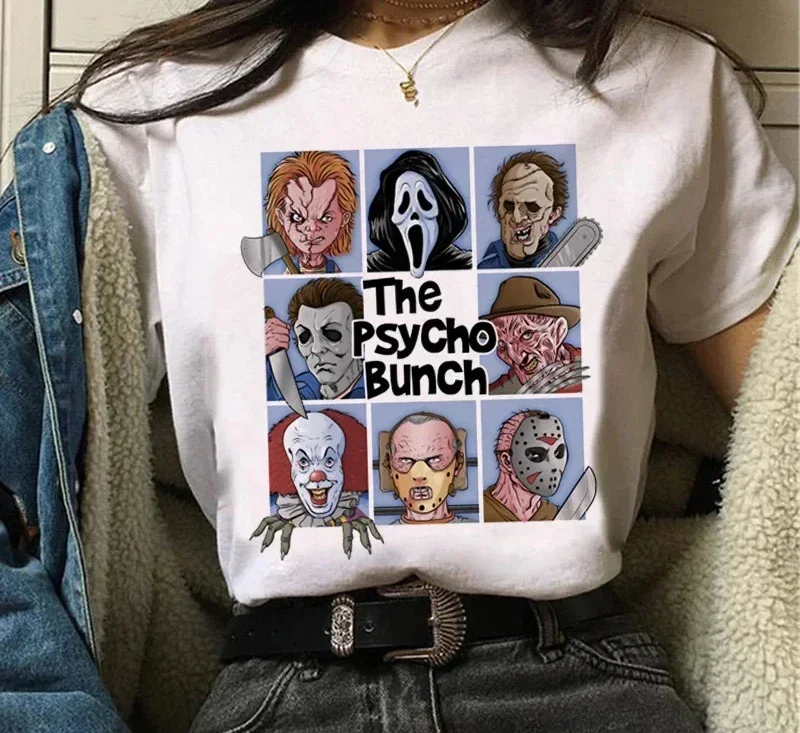 Chucky grafika drukowana T-Shirt Chucky Streetwear moda na co dzień wycięcie pod szyją krótki rękaw Plus rozmiar T Shirt damski