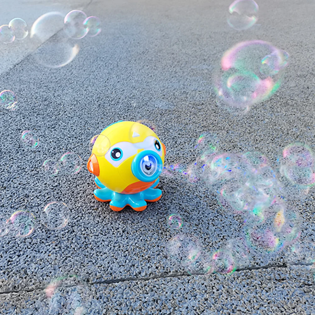 1Set Kids Cartoon Octopus Shape Musical Bubble Maker Bubble Blowing Machine Light Colorful Outdoor Fun Cartoon Octopus