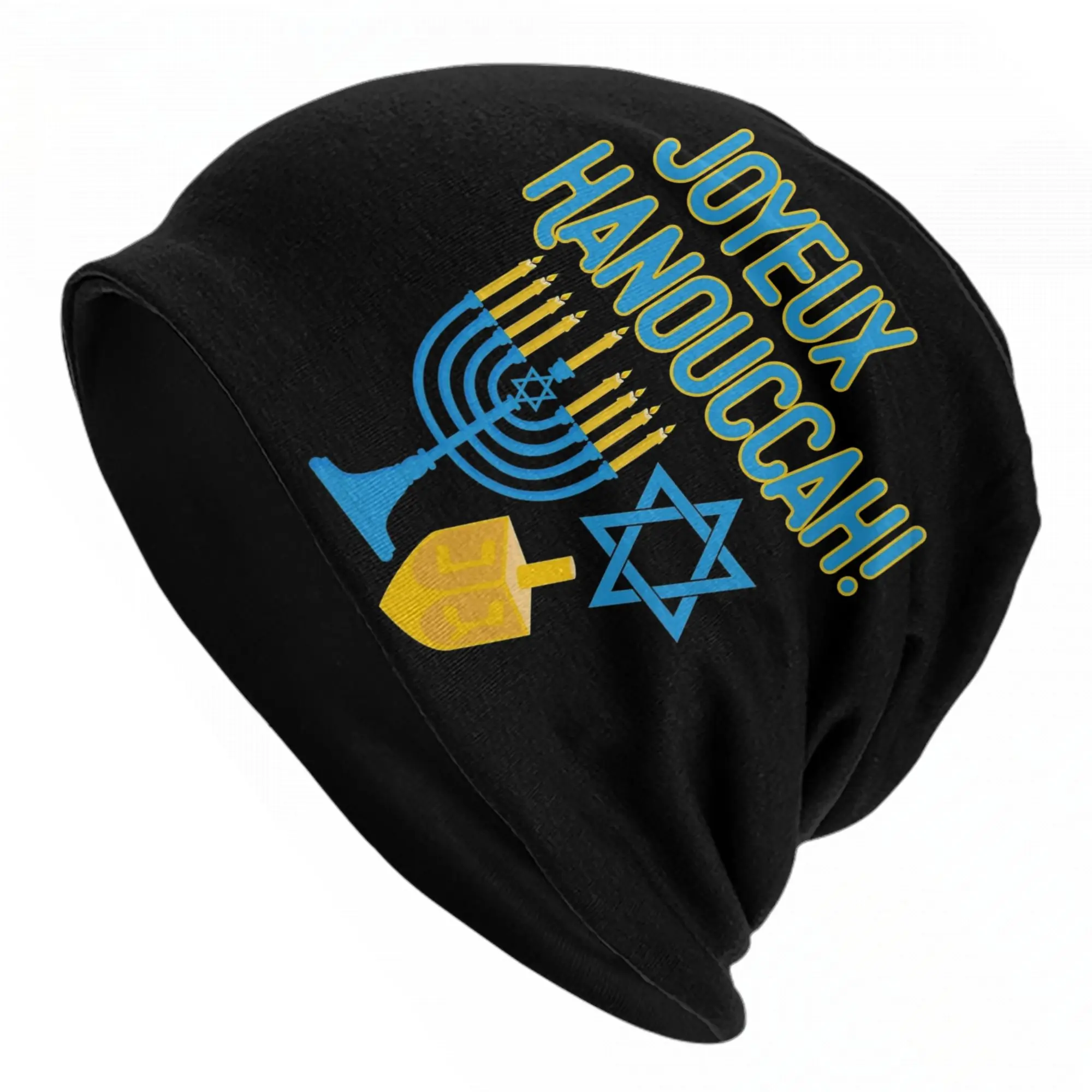 Happy Hanukkah Caps Chanukah Dreidel Goth Autumn Winter Outdoor Skullies Beanies Hats Spring Warm Dual-use Bonnet Hats