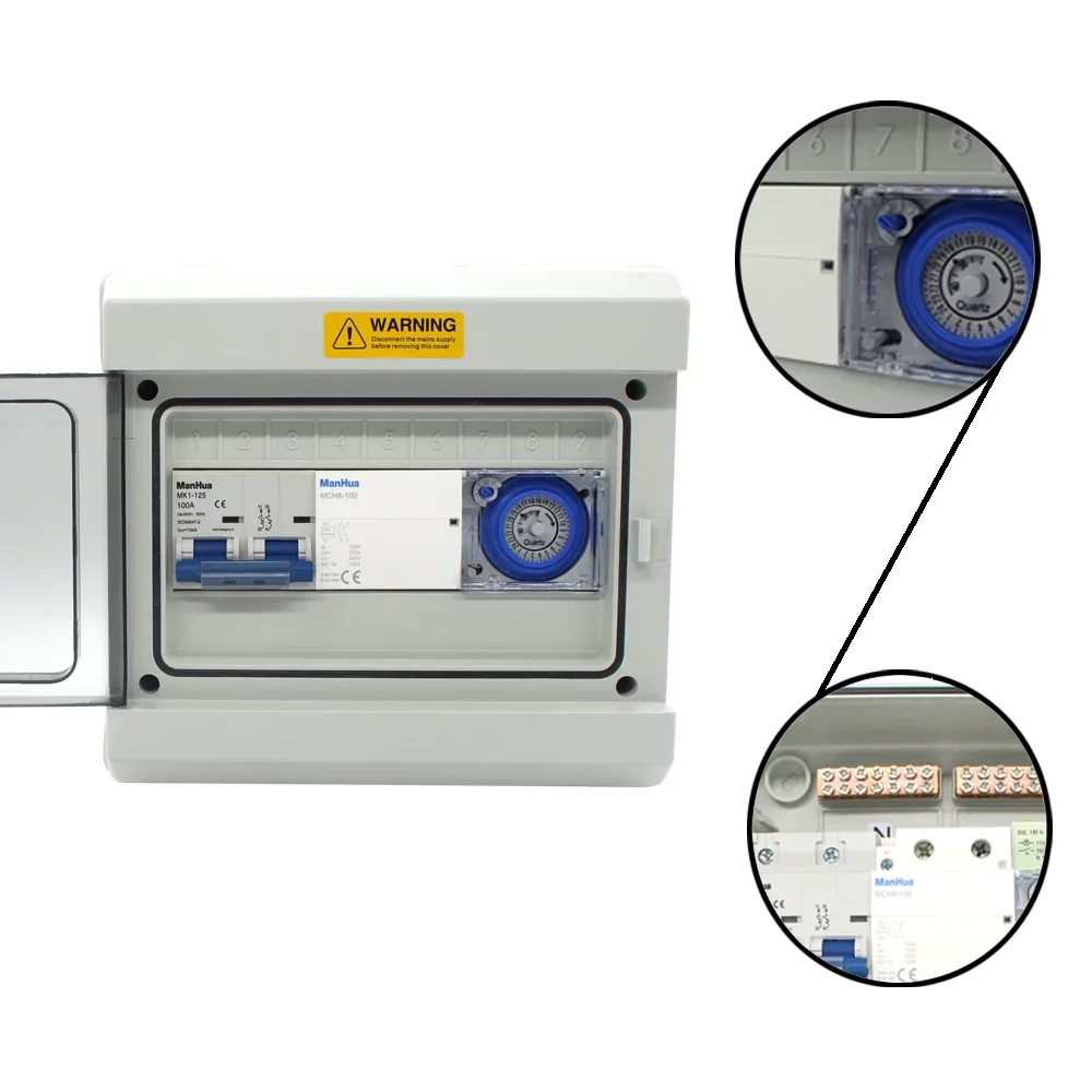 ManHua Mechanical 100A Timer Switch Control Box with The Function of Overload Protection+ Short Protection + Waterproof