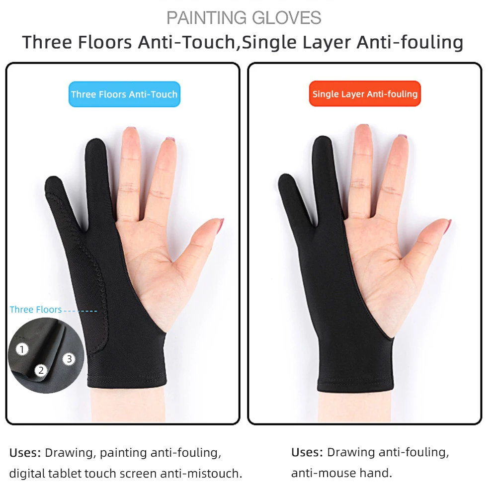 Two-finger Painting Gloves for IPad Tablet Touch Screen Drawing Anti-touch Anti-pollution Anti-dirty, Right And Left Hand Glove