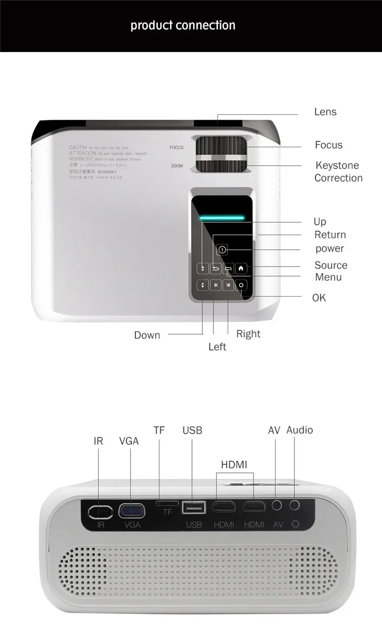 Proyector Android LCD Proyector de vídeo portátil Pantallas de proyección de 7000 lúmenes Proyector LED Cine en casa