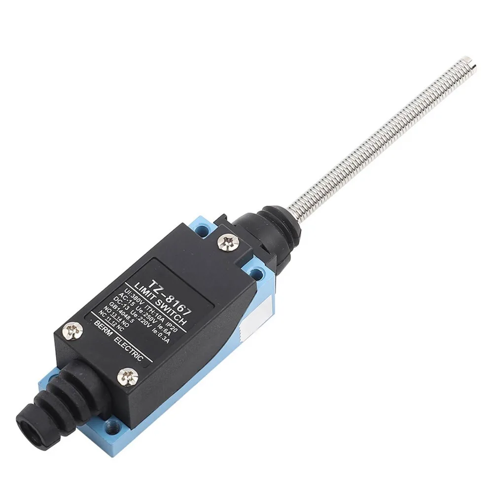

Plasma Waterproof Limit Switch Auto Reset Spring Rod Micro Switch 1NC+1NO Momentary Button Door Switch