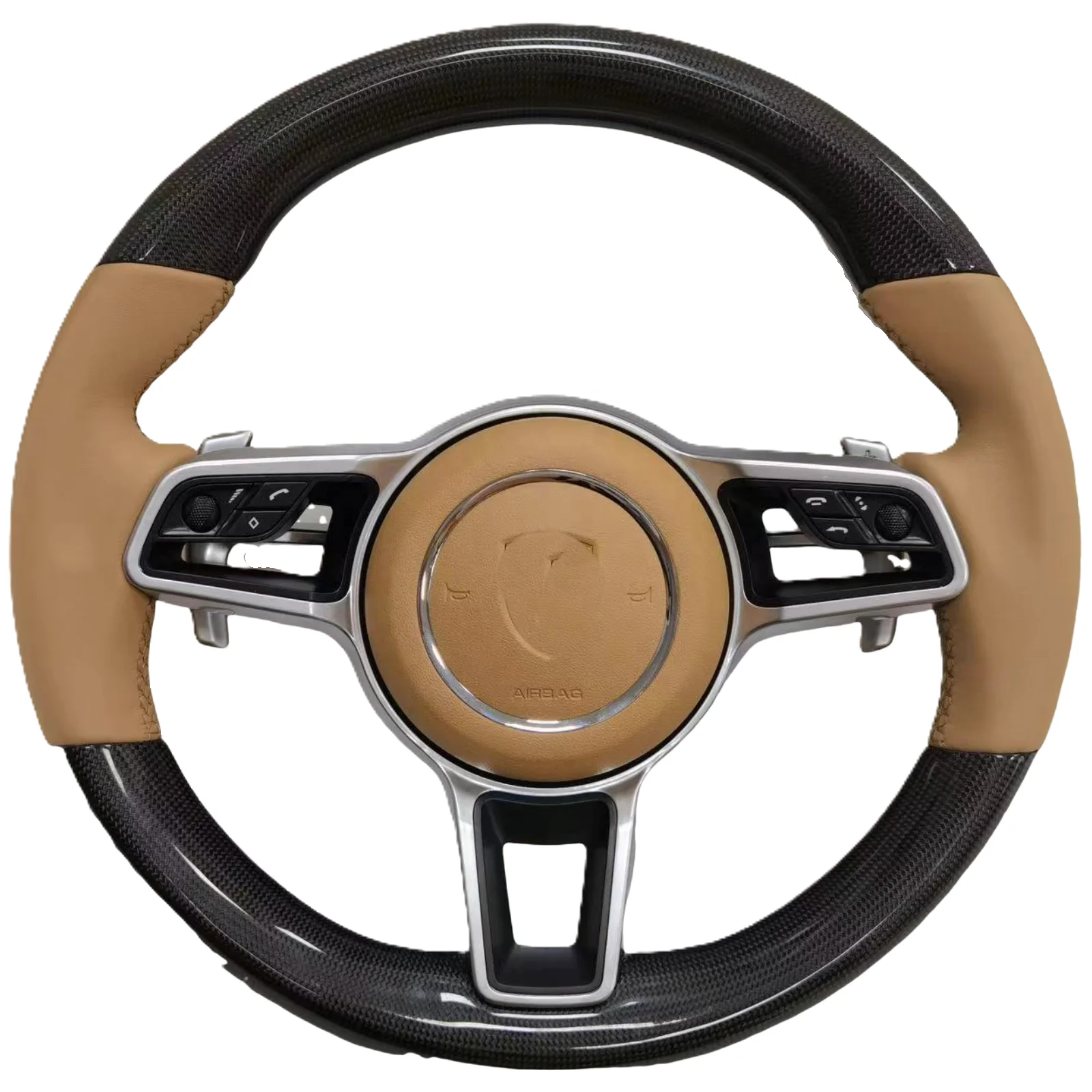 

ized Carbon Fiber Leather Car Steering Wheel for Panamera Macan Cayman Targa Cayenne 918 911 718 970 971 958 992