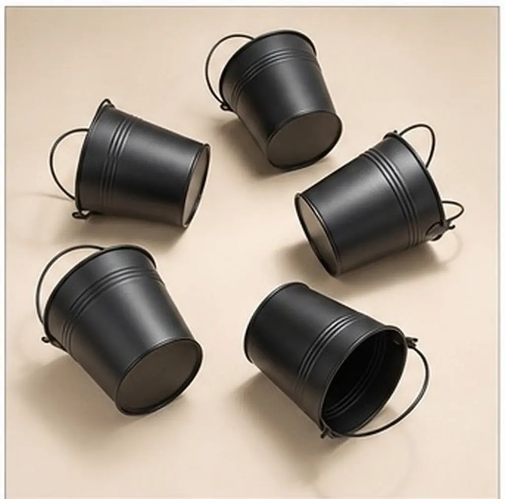 5Pcs Compact Iron Flower Pot for Succulents Indoor Outdoor Decoration Creative Metal Plant Basket Desktop Garden Supplies