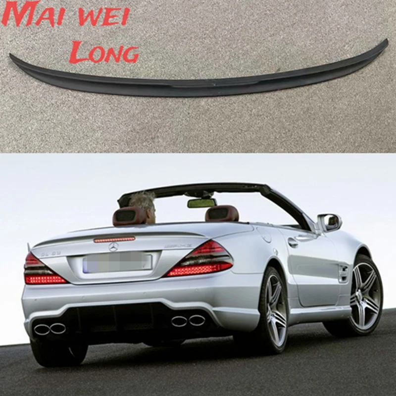 For 2004-2012 Mercedes-Benz SL-Class R230 SL300 SL350 SL500 SL55 FRP Unpainted Real Carbon Fiber Spoiler Trunk Boot Wing Spoiler