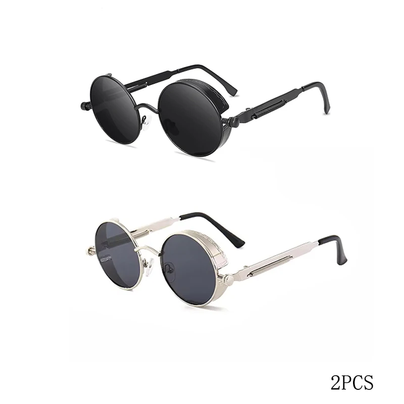 VABBON Klassische Gothic Steampunk Sonnenbrille Männer Frauen Marke Designer Vintage Runde Metall Rahmen Sonnenbrille Hohe Qualität UV400 7