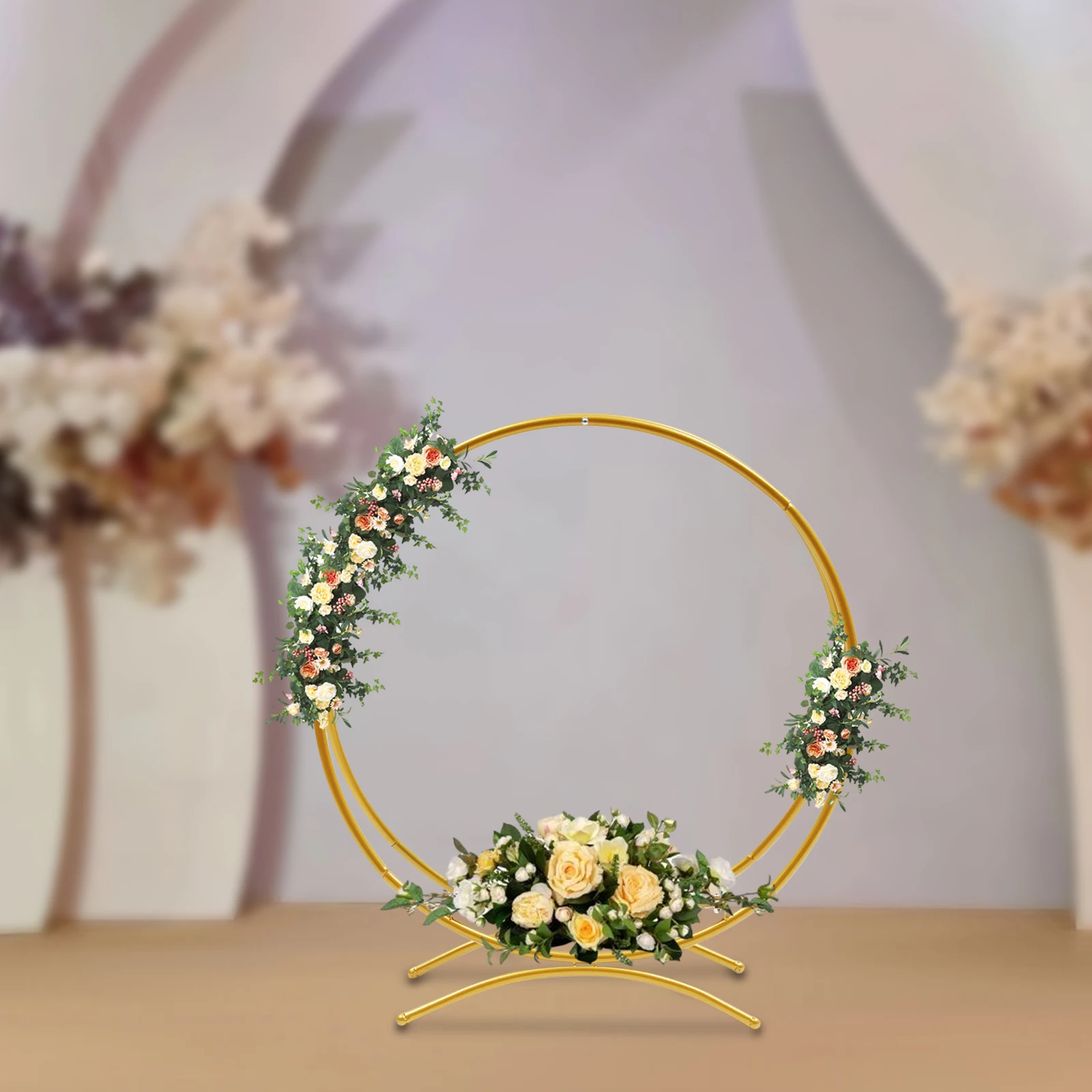 Gold Wedding Cake Stand Flower Stand Floral Hoop Wedding Decor Round Metal Wedding Arch Gold Double Hoop Wedding Part