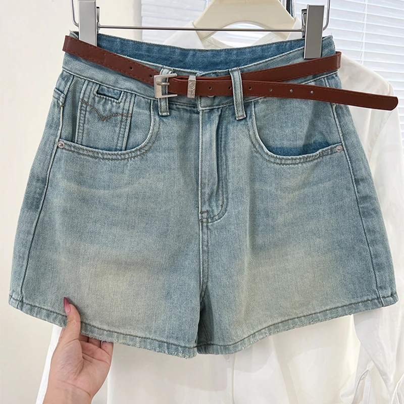 

Винтажные широкие джинсы, новые летние джинсовые шорты с высокой талией для женщин, модная уличная одежда, свободные повседневные джинсовые брюки