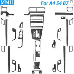 Auto Carbon Fiber Sticker Interior Car Accessories For Audi A4 S4 B7 2005-2008 Center Console Gear Shift Panel Steering Wheel
