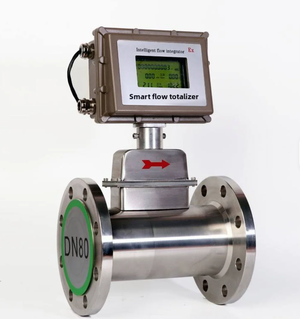High Precision Gas Turbine Flow Sensor 1.0% Class Flange Connection PN16 PN25 for Energy Monitoring