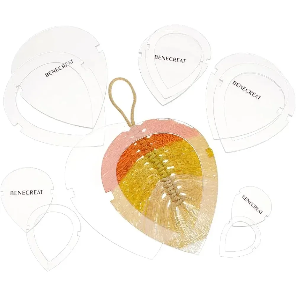 

12Pcs Macrame Feather Leaf Template Acrylic Macrame Leaf Fringe Trimming Tool Cutting Template Guide for DIY Crafts Making Wall