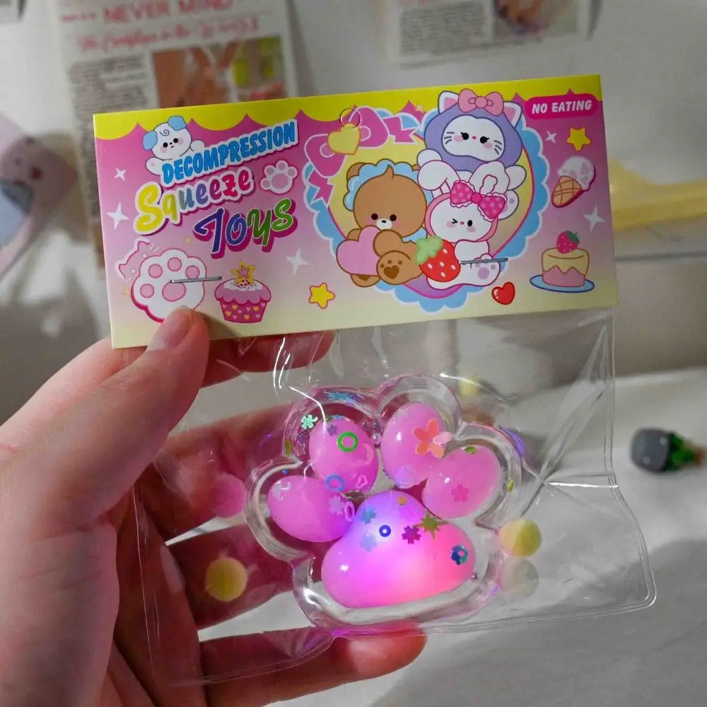 Interessant pétrissage lueur patte de chat presser jouet doux à la main patte de chat Fidget jouet coloré Silicone patte de chat pincement jouet enfants