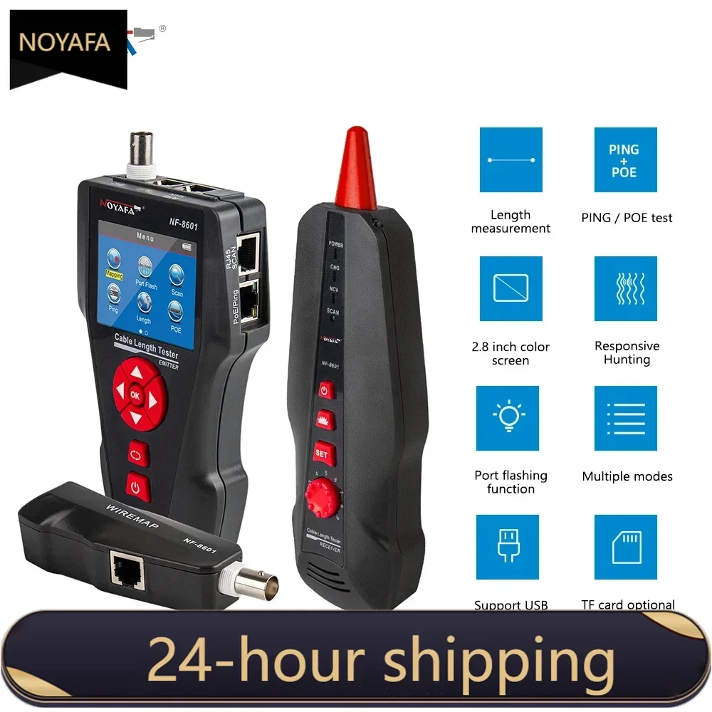 Noyafa NF-8601 NF-8601s NF-8601w Design POE PING LCD Cable Length Test For RJ11 RJ45 BNC Network Cat 7 Cable Tester Wire Check