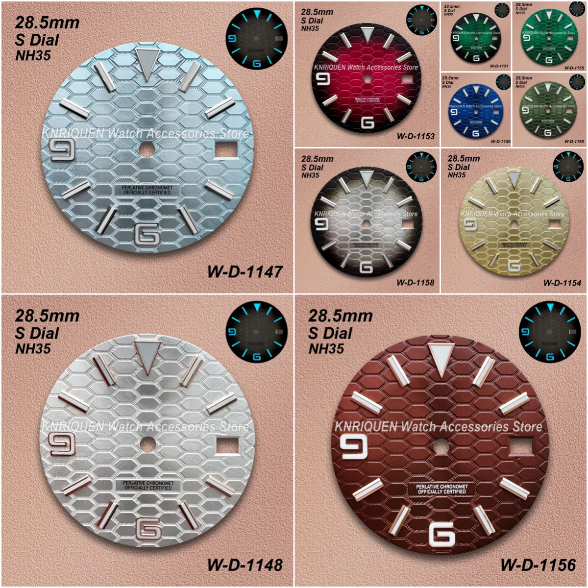 

28.5mm S Logo Diving Dial For NH35 Japanese Movement Ice Blue Luminous High-Quality Watch Modification Accessories