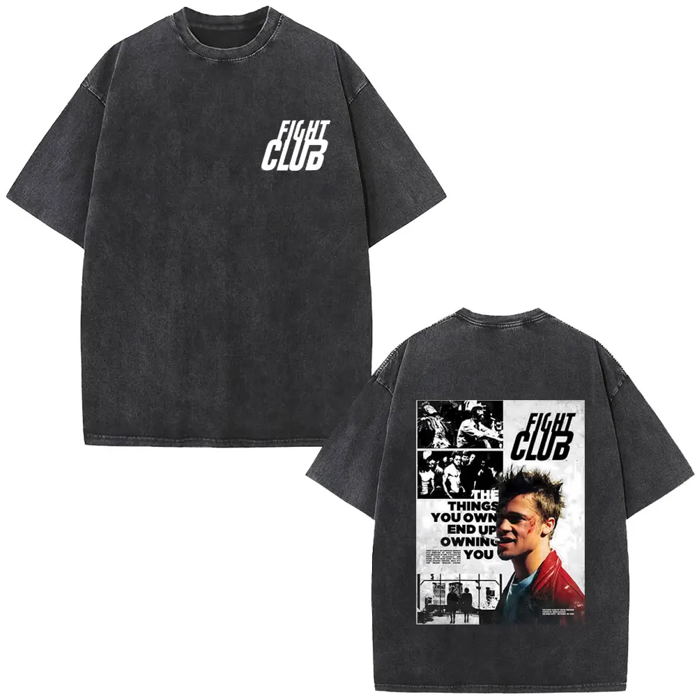 

Washed Vintage TV Fight Club The Things You Own End Up Owning You T-shirt Men Women Casual Cotton Oversized Short Sleeve T Shirt