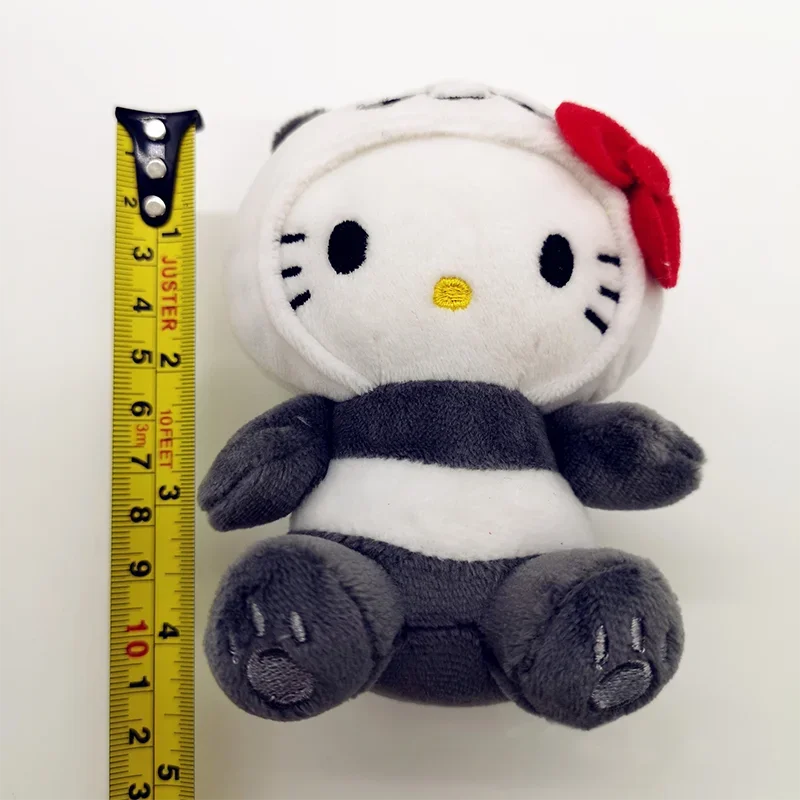 Kawaii Hello Kitty Panda Kt gato llavero de juguete de peluche Morphing Plushie muñeca Convertible monedero accesorio mochila encanto regalo