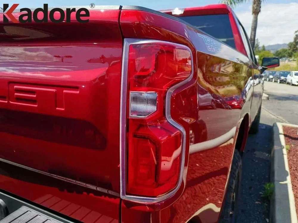 For Chevrolet Silverado 1500 2500HD 3500HD 2019-2022 2023 Chrome Car Rear Tail Light Lamp Cover Trim Taillight Trims Accessories