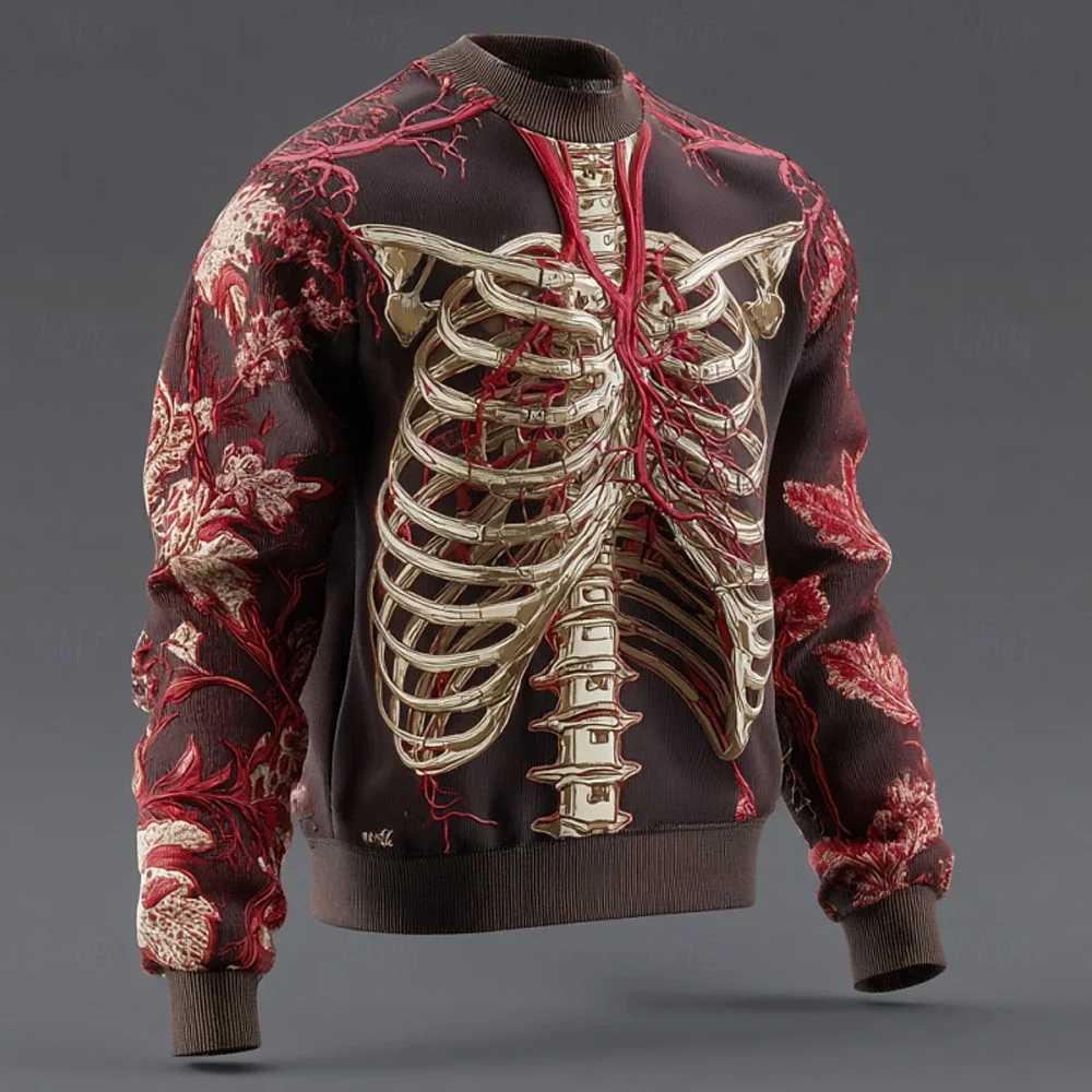 

Men's Skeleton Pullover Sweater Jumper Knitwear Casual Dark Vacation Street Daily 3D Print Keep Warm Long Sleeve Autumn Clothing