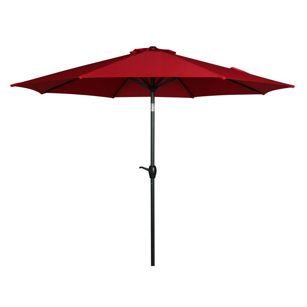 9' Red Crank Lift and 3 Position Tilt Patio UmbrellaWaterproof terrace table umbrella, suitable for outdoor poolside beaches