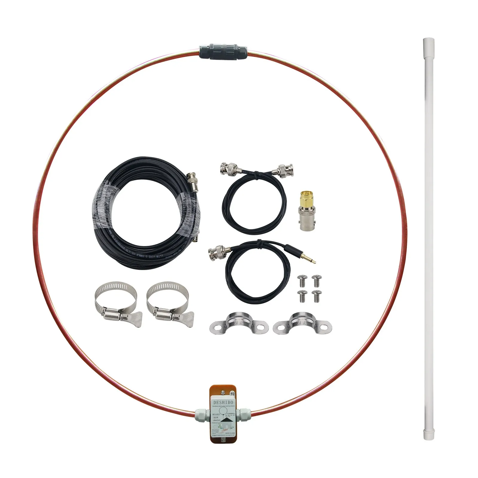 DESHIBO WV-601 Loop Antenna Copper Aluminum Ring 0-999MHz Receiving Broadband Passive Loop Antenna for LW/SW/MW/FM/VHF/UHF/AIR