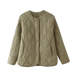 Jackets for Women Coats Solid O-neck  Diamond Check Sleeve Single Breasted Autumn Winter Warm  New Casual Fashion Outerwear