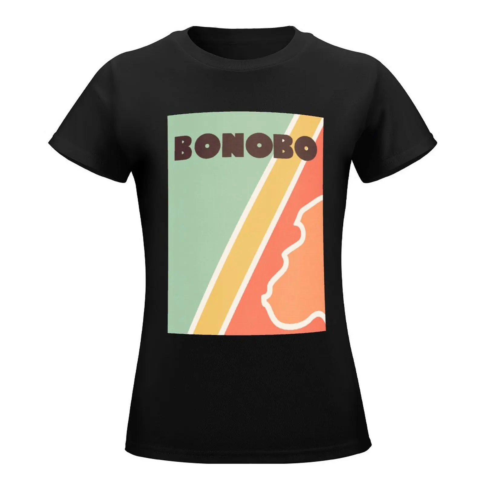 Bonobo-Camiseta Retro con dibujo de líneas de cuatro colores, camiseta de manga corta, tops gráficos de verano, ropa femenina coreana para mujer