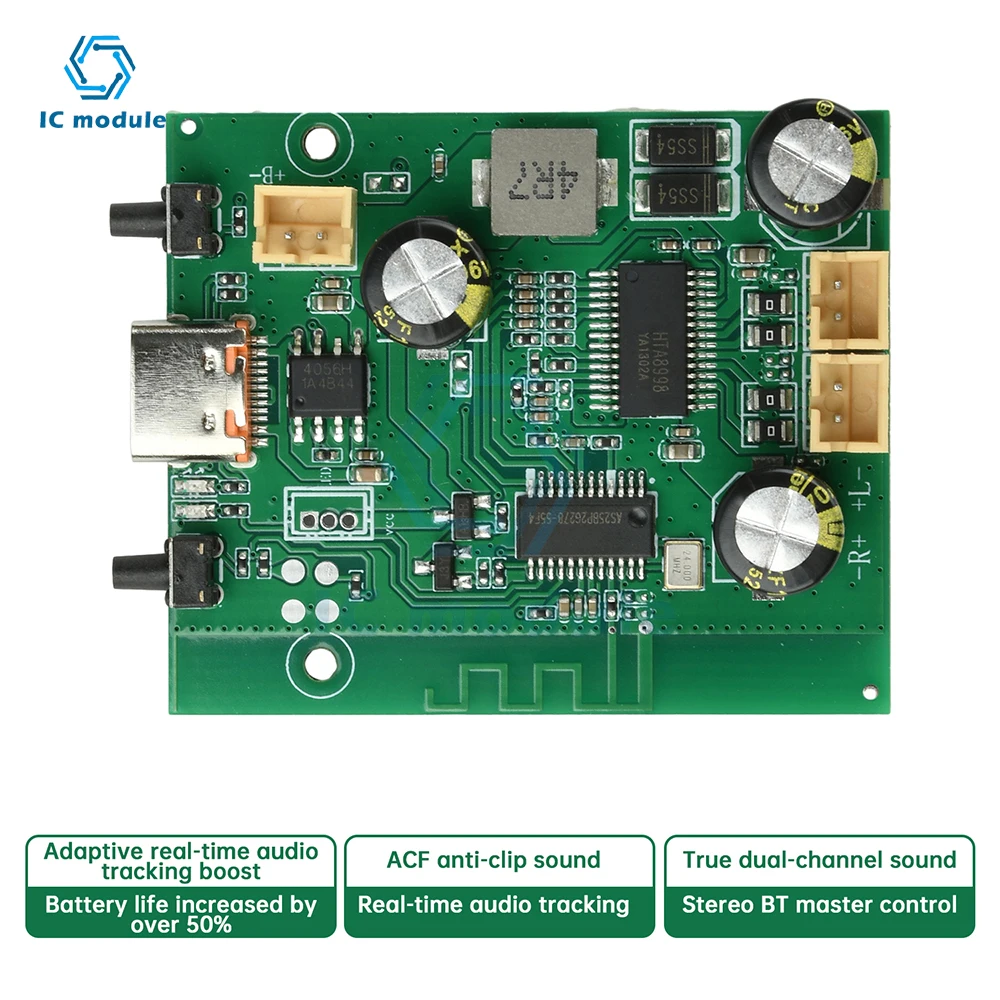 

DC5V/3.7V TWS Stereo Bluetooth Amplifier Board 2*10W Dual Channel Stereo Audio Power Amplifier Board