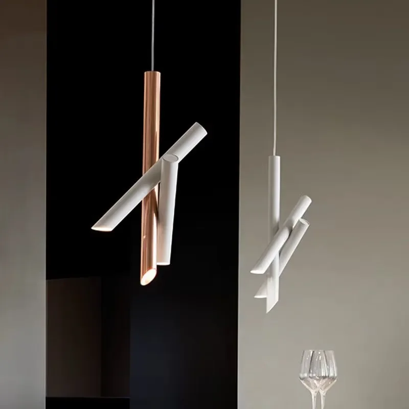 Industrial Vintage Tubes Staggered Design Plated Iron LED Pendant Lights Indoor Lamp for Living Room Home Decoration Chandeliers