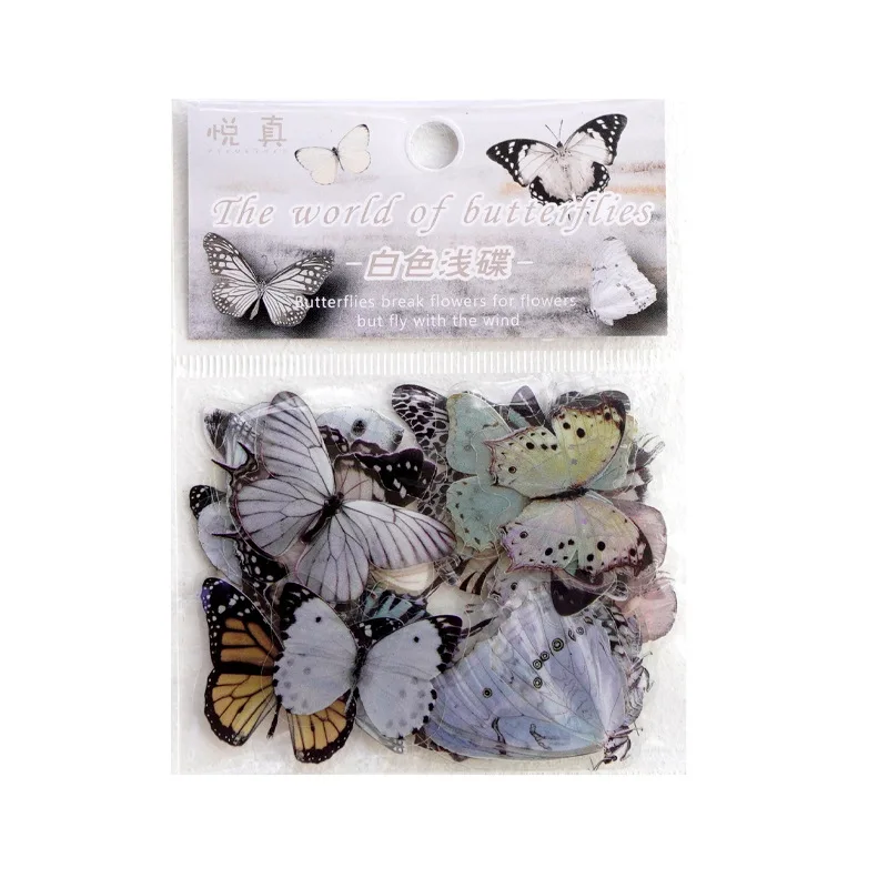 Journamm 40pcs/pack Butterfly Series Stickers Art Collage Junk Journal DIY Scrapbooking PET Waterproof Craft Aesthetics Stickers