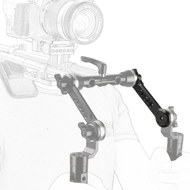 HDRIG Adjustable Rubber Handgrip Kit With ARRI Rosette Magic Arm & Adjustable Central 15mm Railblock Adapter For Shoulder Rig