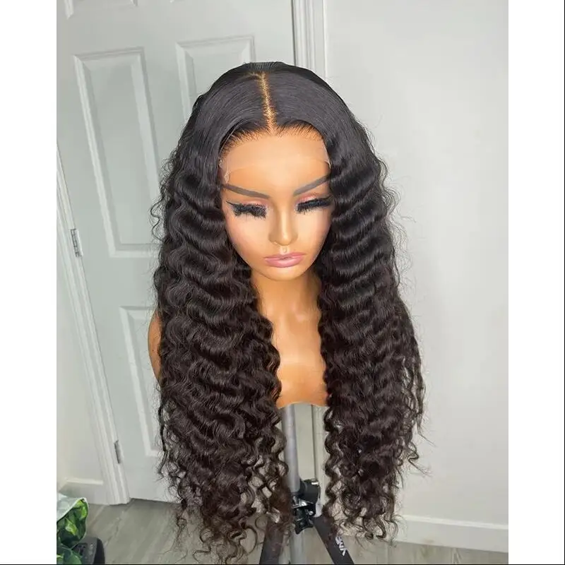 PrePlucked Long 26" 180 Density Black Lace Front Wigs For Black Women With Babyhair Lace Frontal Wigs Deep Curly Black Daily Wig