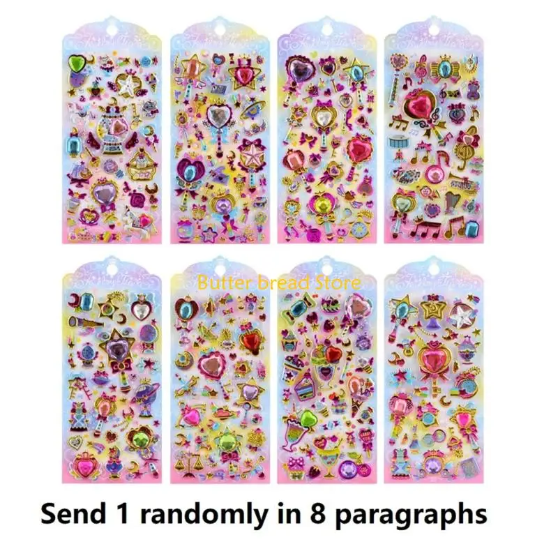 W89C Reusable Tiny Patches for Water Bottle, Notebook, Scrapbooking 3D Sticker Cartoon Sticker Tiny Handcraft Sticker