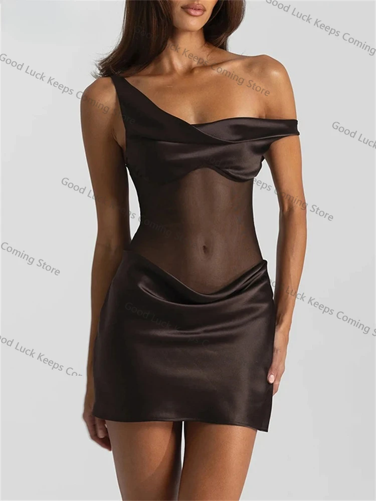 2025 Chic Fashion Sexy Elegant Satin Mini Sleeveless Skinny Night Club Dress Women 2025 Evening Party Summer Low Waisted Dress