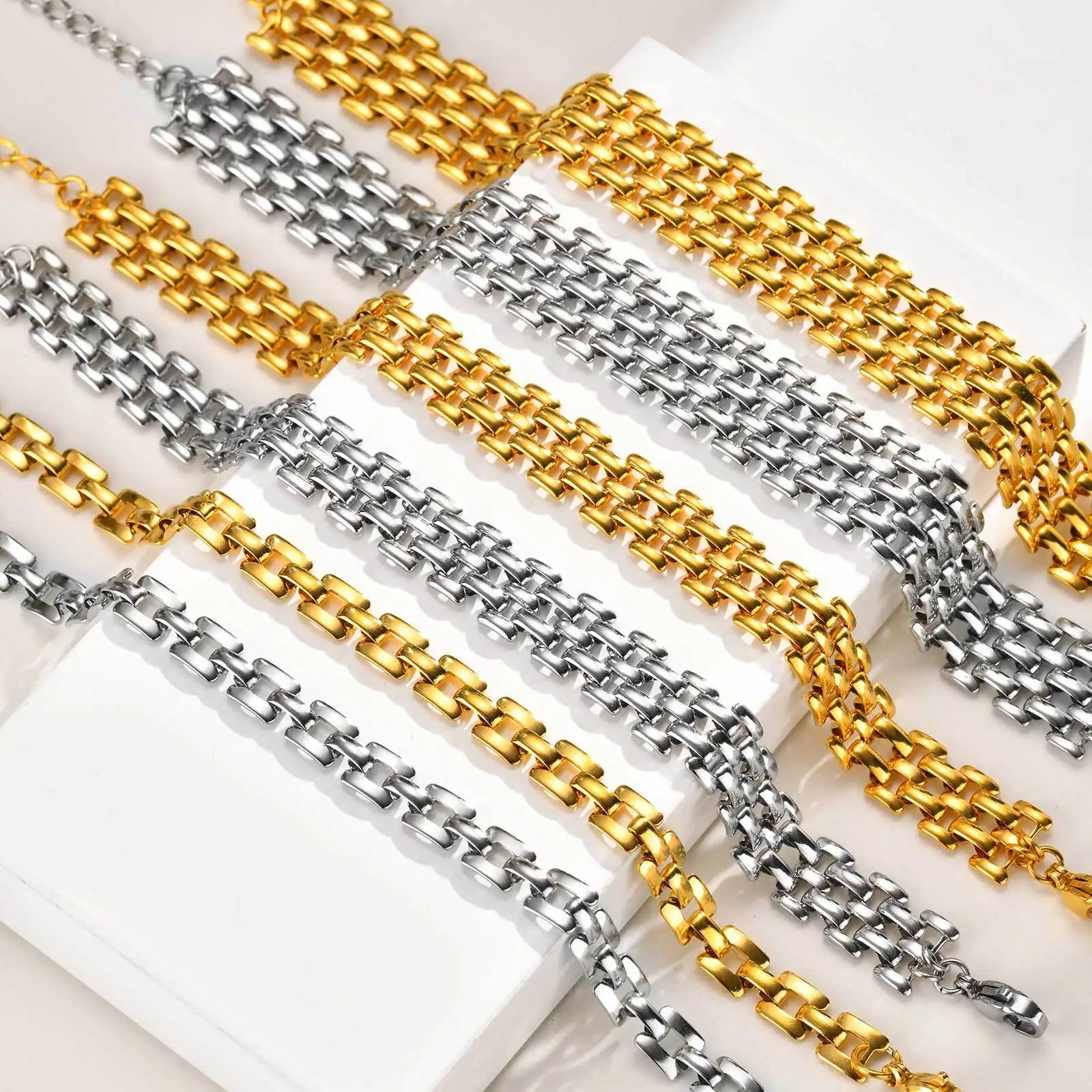 أساور سلسلة حزام نسائية ذهبية اللون من Vnox، سوار معصم بوهيمي متعدد الطبقات من الفولاذ المقاوم للصدأ، هدايا مجوهرات جذابة