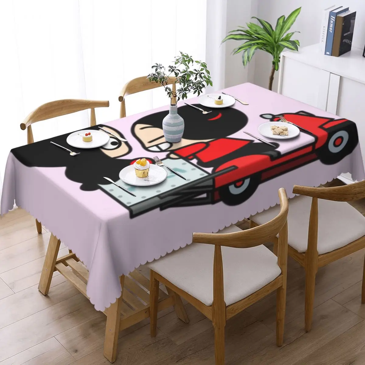 Pucca X Garu (Scooter) Customized Rectangular Tablecloth Oilproof Table Cover for Dining Events Table Cloth