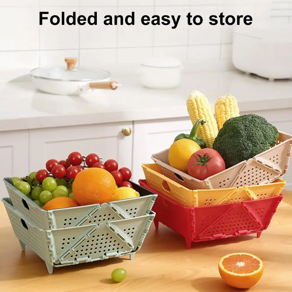 

Foldable Drain Basket Collapsible Multifunctional Strainer Storage Basket for Fruits Vegetables Bpa Free Self-draining Container