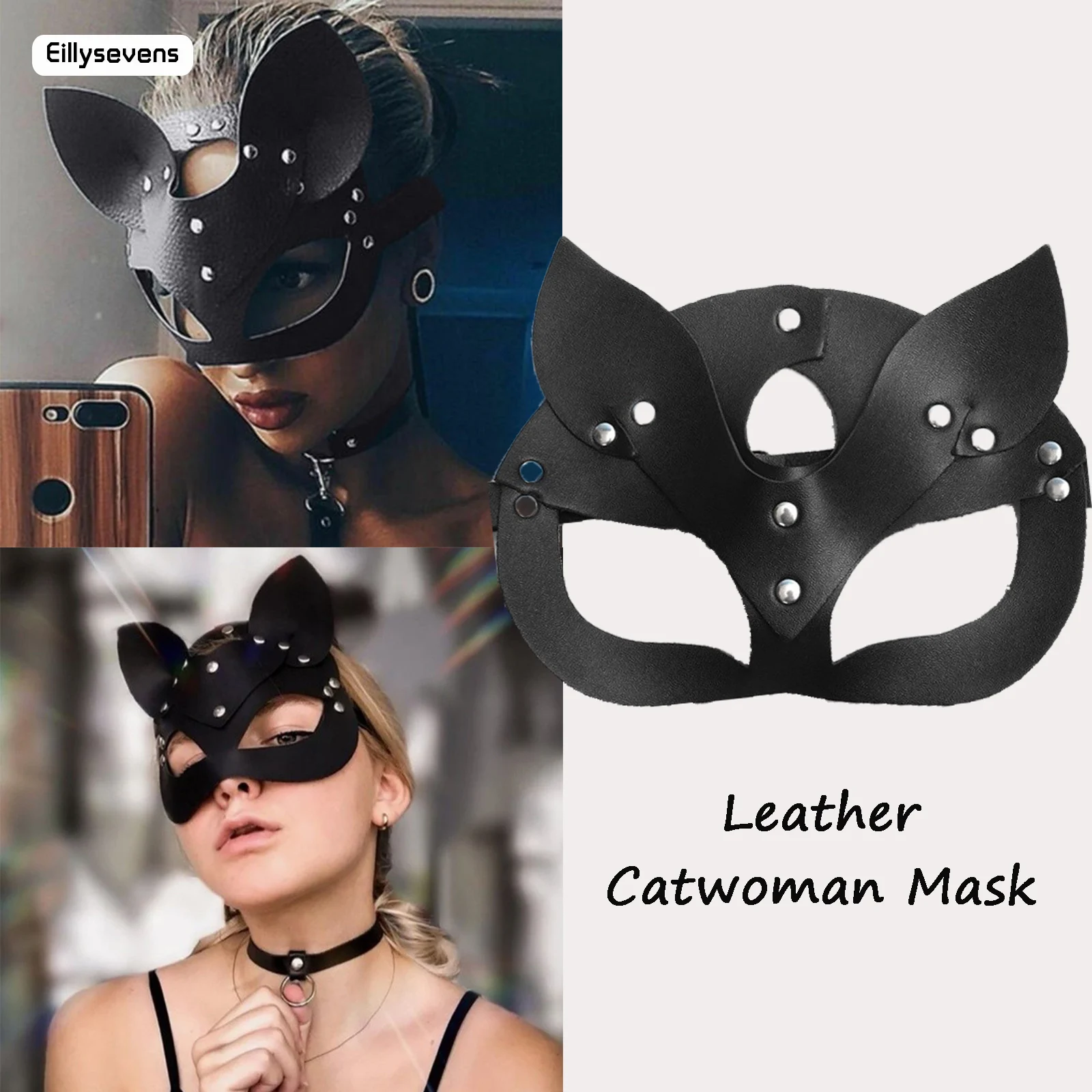 男性と女性のための革のパンクマスク,キツネのコスプレ,大人のおもちゃ,エロティックな衣装,ハロウィーンパーティー,大人の目のためのセクシーなpuマスク