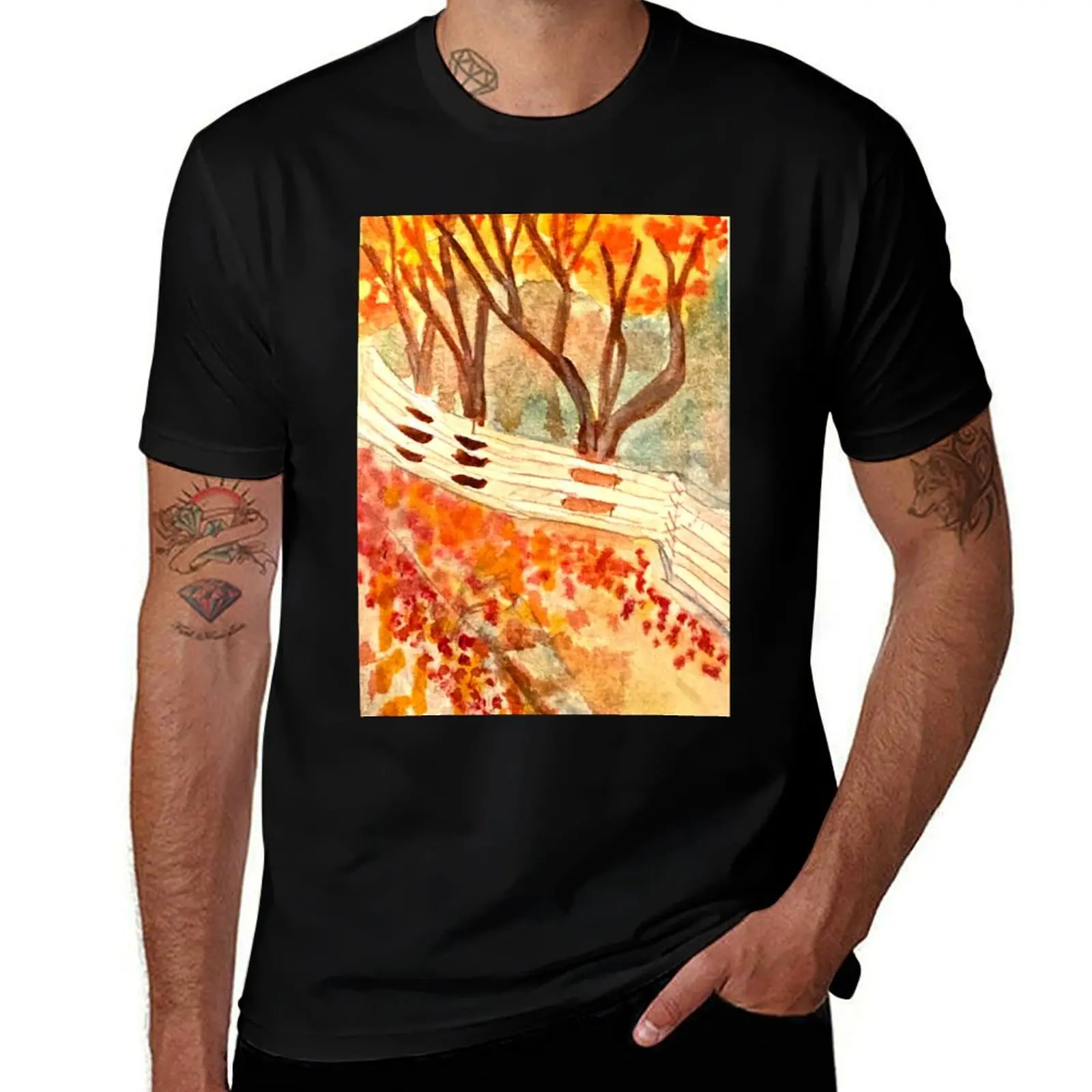 

funny T-Shirt for t man T-Shirt shirts cotton t t printed man for graphic Orchards in Leaves man for shirts shirts Fall