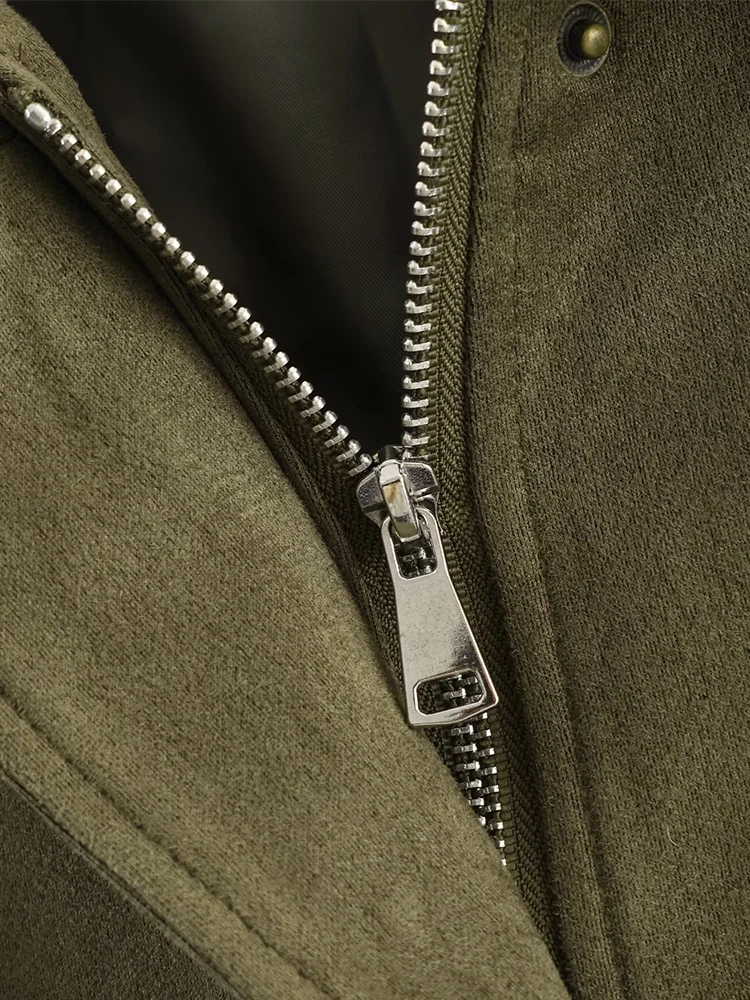 HH Women Autumn 4 Colors Retro Versatile Lapel Bomber Coat Jacket Female Casual Zipper Pocket Pleated Design Streetwear Outwear